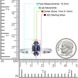 Marquise Solitaire Engagement Ring 7X14 Lab Alexandrite 925 Sterling Silver