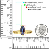 Marquise Solitaire Engagement Ring 7X14 Lab Alexandrite 925 Sterling Silver