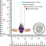 Marquise Solitaire Engagement Ring 7X14 Natural Amethyst 925 Sterling Silver