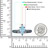 Marquise Solitaire Engagement Ring 7X14 Natural Aquamarine 925 Sterling Silver