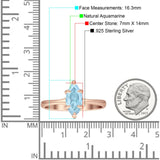 Marquise Solitaire Engagement Ring 7X14 Natural Aquamarine 925 Sterling Silver
