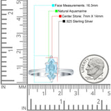 Marquise Solitaire Engagement Ring 7X14 Natural Aquamarine 925 Sterling Silver