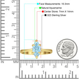 Marquise Solitaire Engagement Ring 7X14 Natural Aquamarine 925 Sterling Silver