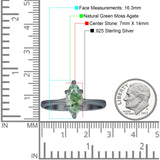 Marquise Solitaire Engagement Ring 7X14 Natural Green Moss Agate 925 Sterling Silver