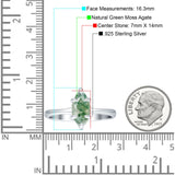 Marquise Solitaire Engagement Ring 7X14 Natural Green Moss Agate 925 Sterling Silver