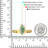 Marquise Solitaire Engagement Ring 7X14 Natural Green Moss Agate 925 Sterling Silver