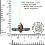 Marquise Solitaire Engagement Ring 7X14 Natural Chocolate Smoky Quartz 925 Sterling Silver