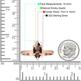 Marquise Solitaire Engagement Ring 7X14 Natural Chocolate Smoky Quartz 925 Sterling Silver