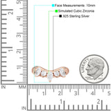 Chevron Ring Curve Crown Stacking Band Oval Cubic Zirconia 925 Sterling Silver