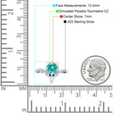 Round Cubic Zirconia V Midi Chevron Ring 925 Sterling Silver
