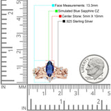 Marquise Split Shank Vintage Style Cubic Zirconia Leaf Floral Ring 925 Sterling Silver
