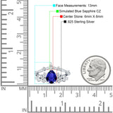 Two Piece Pear Teardrop Bridal Ring Cubic Zirconia 925 Sterling Silver