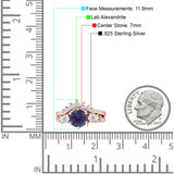 Two Piece Round Lab Alexandrite Vintage Style Bridal Engagement Ring 925 Sterling Silver