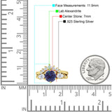 Two Piece Round Lab Alexandrite Vintage Style Bridal Engagement Ring 925 Sterling Silver