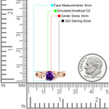 Budding Willow Solitaire Ring Round Cubic Zirconia 925 Sterling Silver