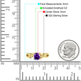 Budding Willow Solitaire Ring Round Cubic Zirconia 925 Sterling Silver