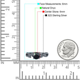 Budding Willow Solitaire Ring Round Natural Black Onyx 925 Sterling Silver