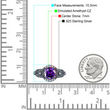 Art Deco Ring Sunflower Design Round Cubic Zirconia 925 Sterling Silver