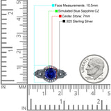 Art Deco Ring Sunflower Design Round Cubic Zirconia 925 Sterling Silver