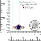 Art Deco Ring Sunflower Design Round Cubic Zirconia 925 Sterling Silver