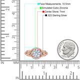 Art Deco Ring Sunflower Design Round Cubic Zirconia 925 Sterling Silver
