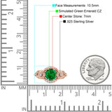 Art Deco Ring Sunflower Design Round Cubic Zirconia 925 Sterling Silver