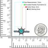 Sun Ring Round Cubic Zirconia 925 Sterling Silver