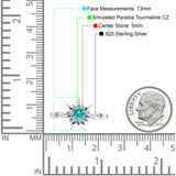 Sun Ring Round Cubic Zirconia 925 Sterling Silver