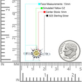 Sun Ring Round Cubic Zirconia 925 Sterling Silver