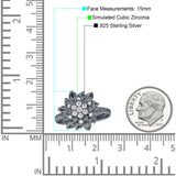 Flower Engagement Ring Cocktail Cubic Zirconia 925 Sterling Silver
