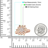 Flower Engagement Ring Cocktail Cubic Zirconia 925 Sterling Silver