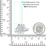 Flower Engagement Ring Cocktail Cubic Zirconia 925 Sterling Silver