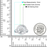 Floral Round Sunflower Compass Ring Halo Cubic Zirconia 925 Sterling Silver
