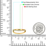 Half Eternity Ring Wedding Engagement Band Round Simulated Cubic Zirconia 925 Sterling Silver (6mm)