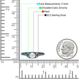 Art Deco Wedding Round Simulated White Pearl Engagement Ring 925 Sterling Silver