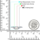 Art Deco Wedding Round Simulated White Pearl Engagement Ring 925 Sterling Silver