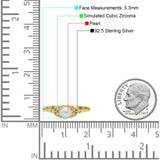 Art Deco Wedding Round Simulated White Pearl Engagement Ring 925 Sterling Silver