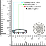 Half Eternity Ring Wedding Engagement Band Round Simulated Garnet Cubic Zirconia 925 Sterling Silver (3.5mm)
