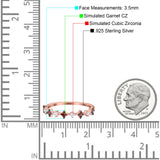 Half Eternity Ring Wedding Engagement Band Round Simulated Garnet Cubic Zirconia 925 Sterling Silver (3.5mm)