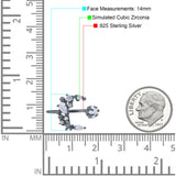 Moon & Star Ring Wedding Engagement Band Round Simulated Cubic Zirconia 925 Sterling Silver (14mm)