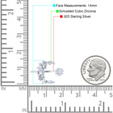 Moon & Star Ring Wedding Engagement Band Round Simulated Cubic Zirconia 925 Sterling Silver (14mm)