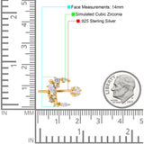 Moon & Star Ring Wedding Engagement Band Round Simulated Cubic Zirconia 925 Sterling Silver (14mm)