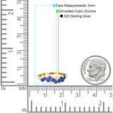 Half Eternity Baguette Ring Band Simulated Blue Sapphire CZ 925 Sterling Silver (5mm)