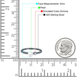 Engagement Ring Round Simulated Pearl Cubic Zirconia 925 Sterling Silver (5mm)