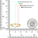 Engagement Ring Round Simulated Pearl Cubic Zirconia 925 Sterling Silver (5mm)