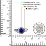 Halo Art Deco Wedding Engagement Bridal Ring Round Simulated Cubic Zirconia 925 Sterling Silver