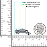 Half Eternity Snake Ring Band Simulated Cubic Zirconia 925 Sterling Silver (9mm)