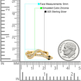 Half Eternity Snake Ring Band Simulated Cubic Zirconia 925 Sterling Silver (9mm)