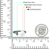 Round Pearl Simulated Cubic Zirconia 925 Sterling Silver