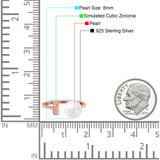 Round Pearl Simulated Cubic Zirconia 925 Sterling Silver